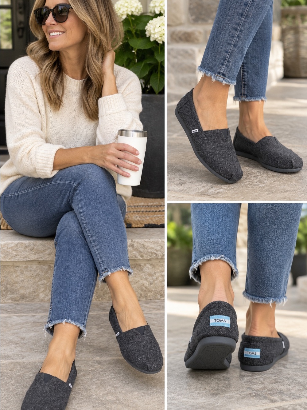 TOMS Alpargatas Women's Dark Charcoal Gray Slip-On Moccasins